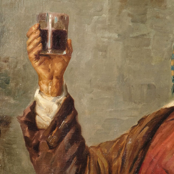 Antique oil on linen, “El Borracho” (”The Drunk”)