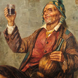Antique oil on linen, “El Borracho” (”The Drunk”)