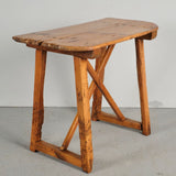 Antique rustic village demi-lune table, pine