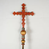 Antique polychromed wooden processional cross