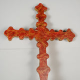 Antique polychromed wooden processional cross