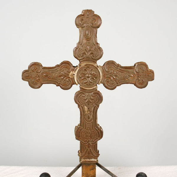 Antique  oxidated metal processional cross