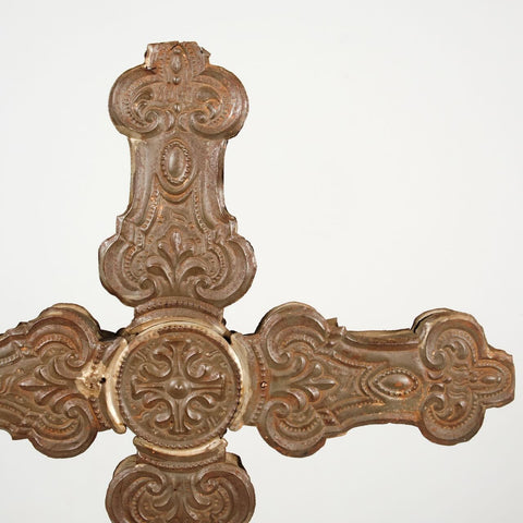 Antique  oxidated metal processional cross