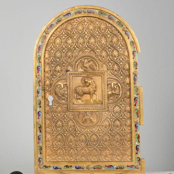 Antique bronze and inlaid enamel sacrarium door