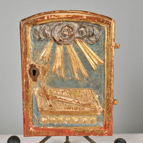 Antique carved, gilt & polychromed retablo fragment