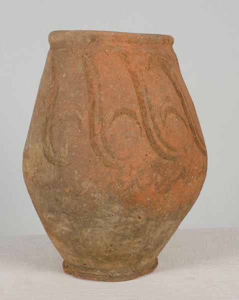 Antique incised terracotta oil jar