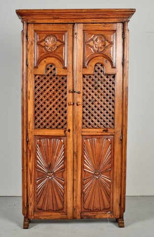 Antique four-door, three-drawer cabinet, chestnut