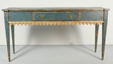 Antique painted & scalloped skirt Charles IV console table with drawer