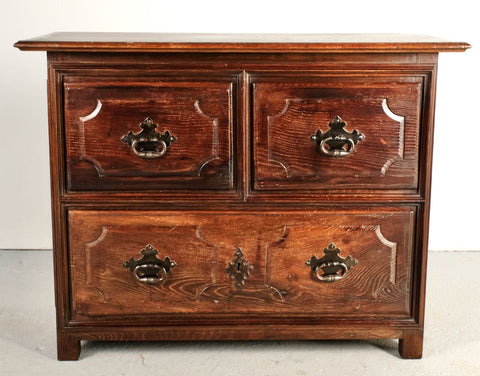 Antique three-drawer chest, chestnut