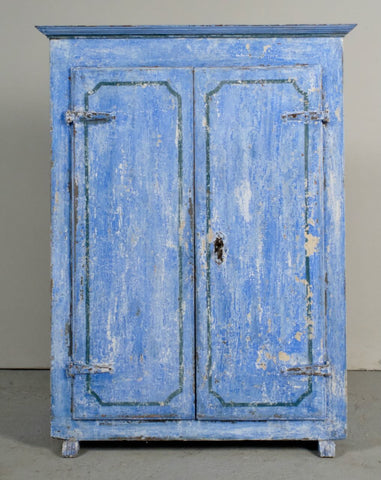 Antique small painted two-door cupboard, pine