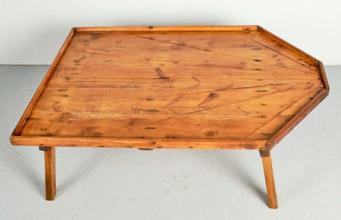 Antique wooden sundial coffee table, pine