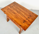 Antique trestle leg wheat threshing sled accent table with clavos, pine
