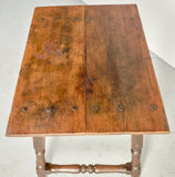 Antique turned leg accent table with drawer, walnut and pine