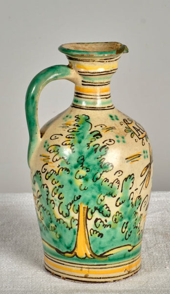 Antique painted and glazed Talavera oil pitcher