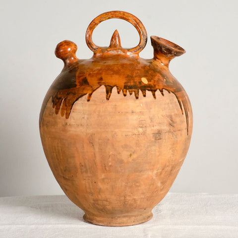 Antique semi-glazed Catalonian water jug