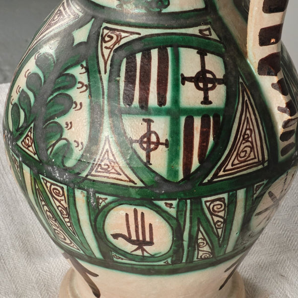 Painted antique Aragonese “stork” pitcher