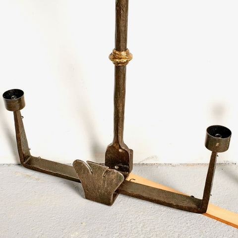Pair of antique two-light wrought iron sconces