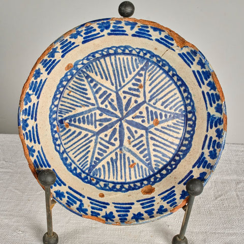 Antique blue and white Fajalauza bowl with 3 pomegranates