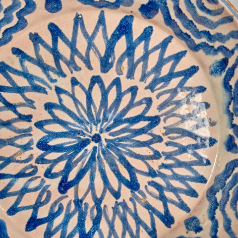 Antique blue and white Fajalauza bowl with petal motif