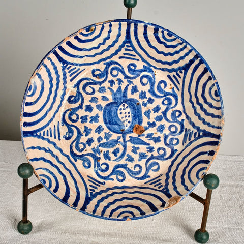 Antique blue and white Fajalauza bowl with geometrics