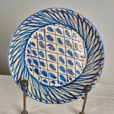 Antique blue and white Fajalauza bowl with geometrics