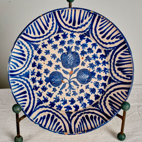 Antique large blue, green and white Fajalauza bowl