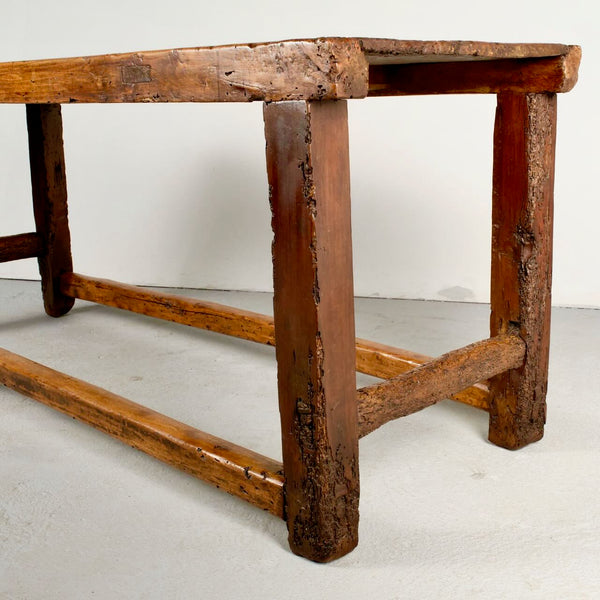 Antique Andorran work table, walnut and sycamore