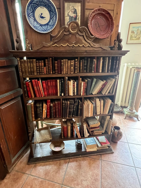 Antique carved and gilt bookshelf, walnut