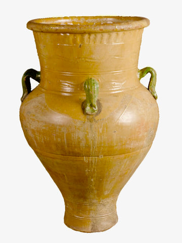 Antique four handle semi-glazed terracotta oil jar