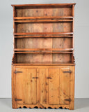 Antique two-door Pyrenees plate rack cabinet, pine
