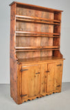 Antique two-door Pyrenees plate rack cabinet, pine