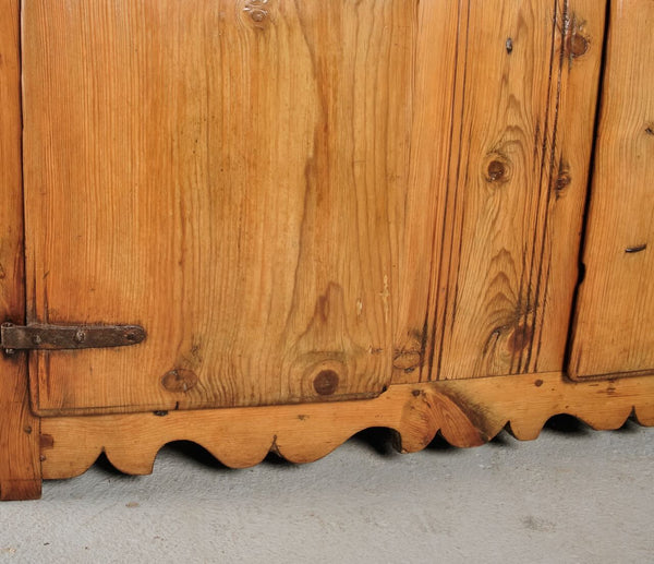 Antique two-door Pyrenees plate rack cabinet, pine