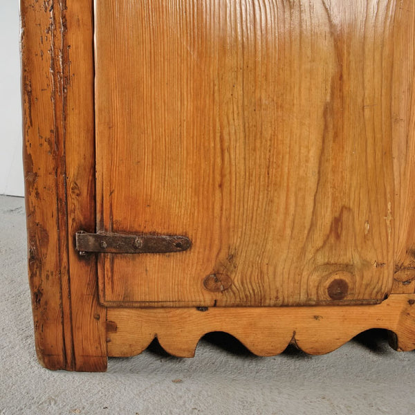 Antique two-door Pyrenees plate rack cabinet, pine