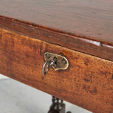 Antique turned leg accent table with drawer, mulberry