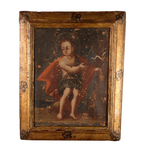Antique oil on linen painting, “The Holy Child”
