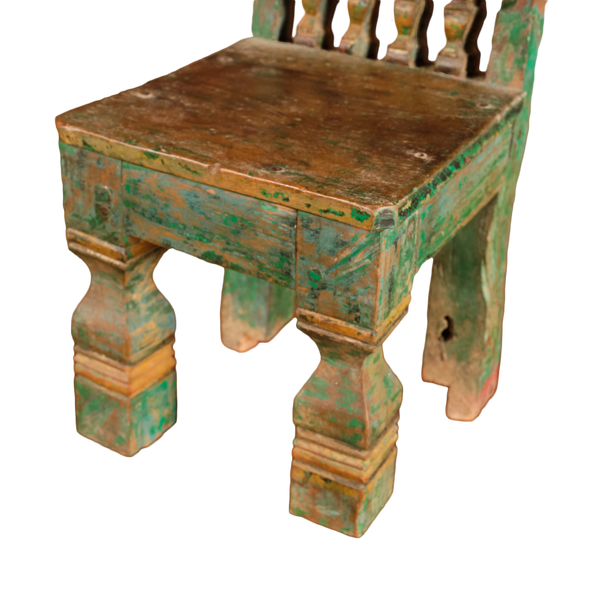 Antique carved and painted mini colonial chair