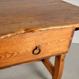 Low antique Pyrenees work table with drawer, pine