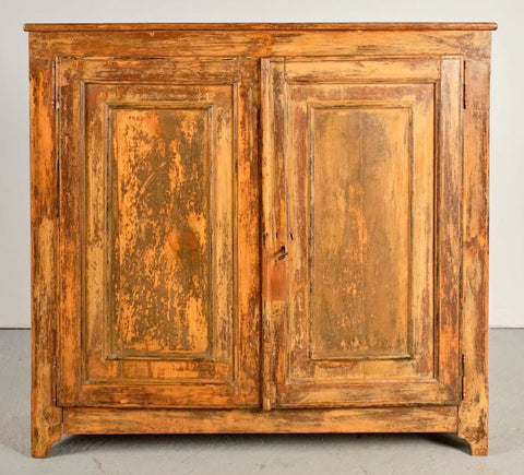Painted antique two-door credenza, pine