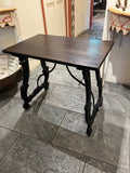 Antique pierced lyre leg accent table, walnut