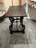 Antique pierced lyre leg accent table, walnut