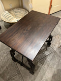 Antique pierced lyre leg accent table, walnut