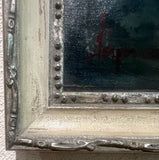 Framed antique oil on linen painting of the Andes