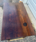 Antique two-drawer cabriole leg writing table, walnut and oak
