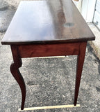 Antique two-drawer cabriole leg writing table, walnut and oak