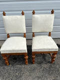 Set of 6 upholstered antique northern Italian side chairs, oak