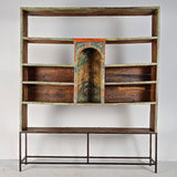 Antique painted sacristy library cabinet, chestnut