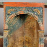 Antique painted sacristy library cabinet, chestnut