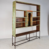Antique painted sacristy library cabinet, chestnut
