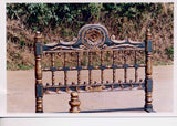 20th-century carved and painted twin size antique bed