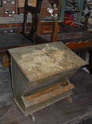 Antique lift-top feeding trough box, pine